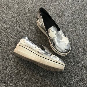 Stella McCartney Silver Metallic Loafers
